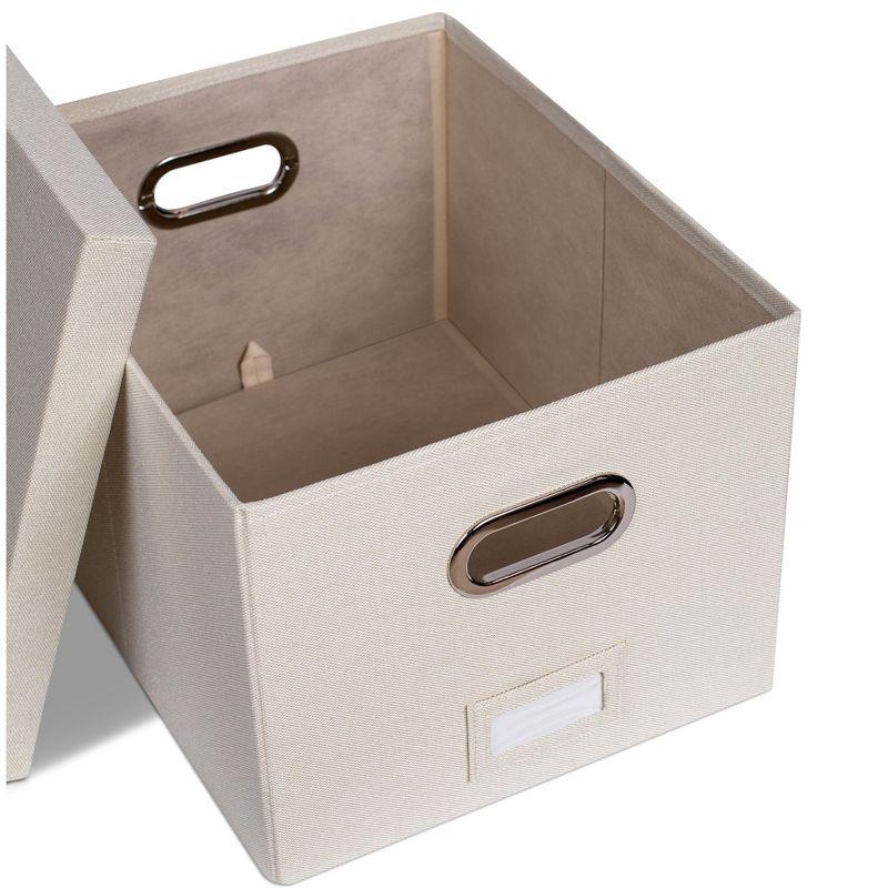 BirdRock Home 1-Pack Collapsible File Storage Organizer with Lid - Cream