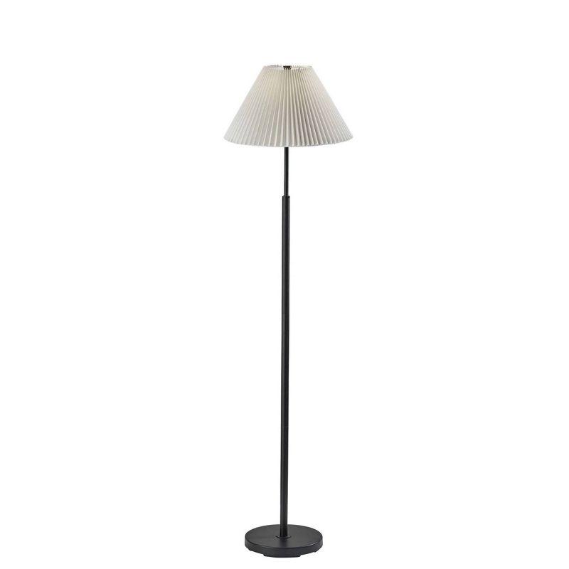 Adesso Jeremy Floor Lamp Black: 60.75" Metal with Linen Shade, 3-Way Rotary Switch, UL Listed