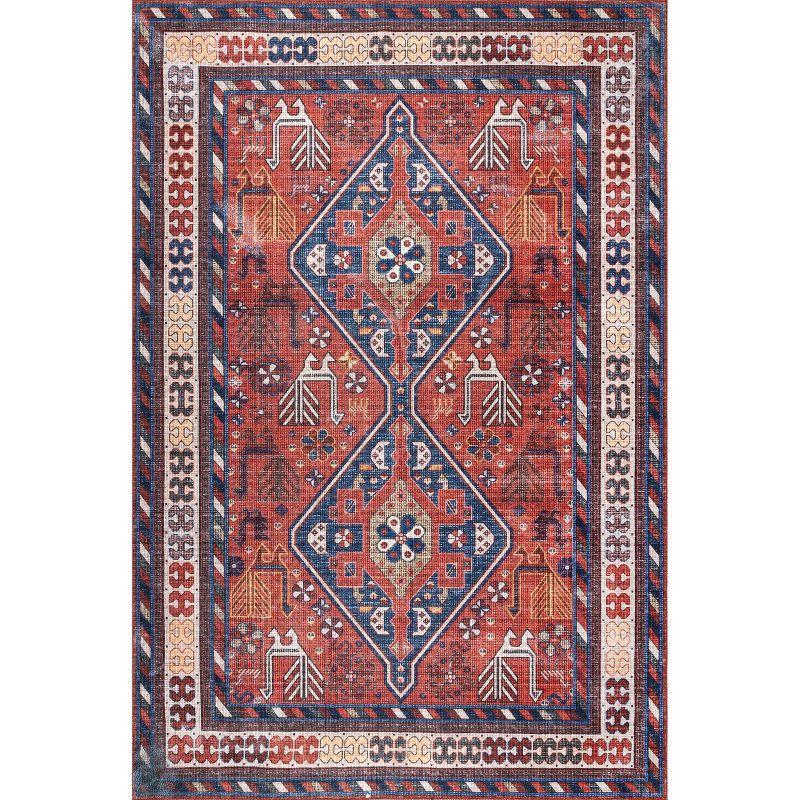 Stella Rustic Red Washable Synthetic 8' x 10' Area Rug