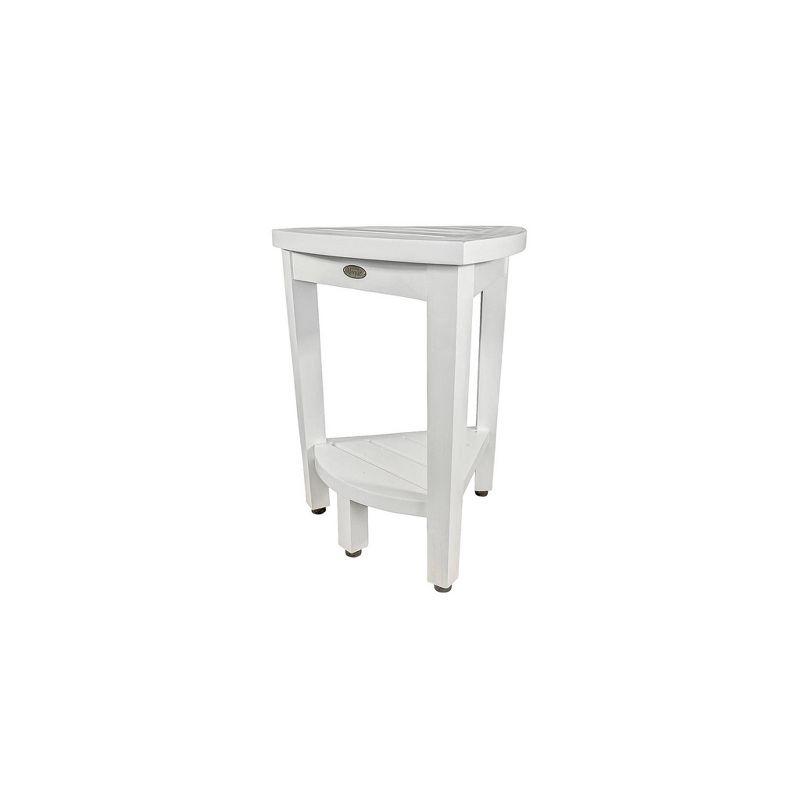 CoastalVogue 15" FlexiCorner ED1123 Wide Teak Wood Shower Bench/Stool : Microfiber, Machine Washable, Non-Slip Backing