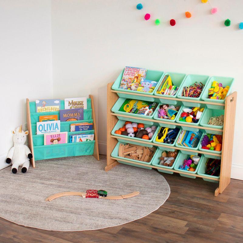 Humble Crew Kids' Bookshelf 4 Tier Book Organizer Seafoam Green/Natural