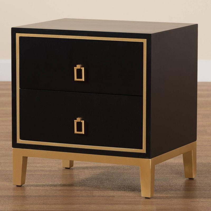 Donald Wood and Metal 2 Drawer End Table - Baxton Studio