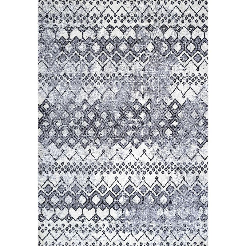 3'x 5' Azmar Moroccan Geometric Distressed Area Rug, Ivory/Black - JONATHAN Y