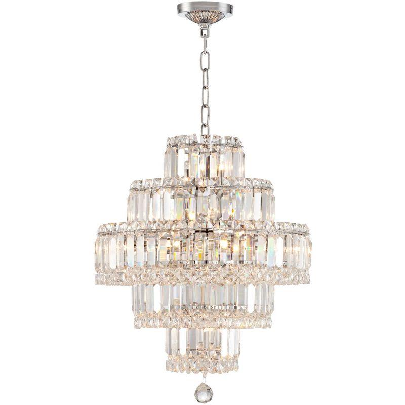 Vienna Full Spectrum Magnificence Chrome Chandelier 18 1/2" Wide Modern Faceted Crystal Glass 18-Light LED Fixture for Dining Room Home Kitchen Island