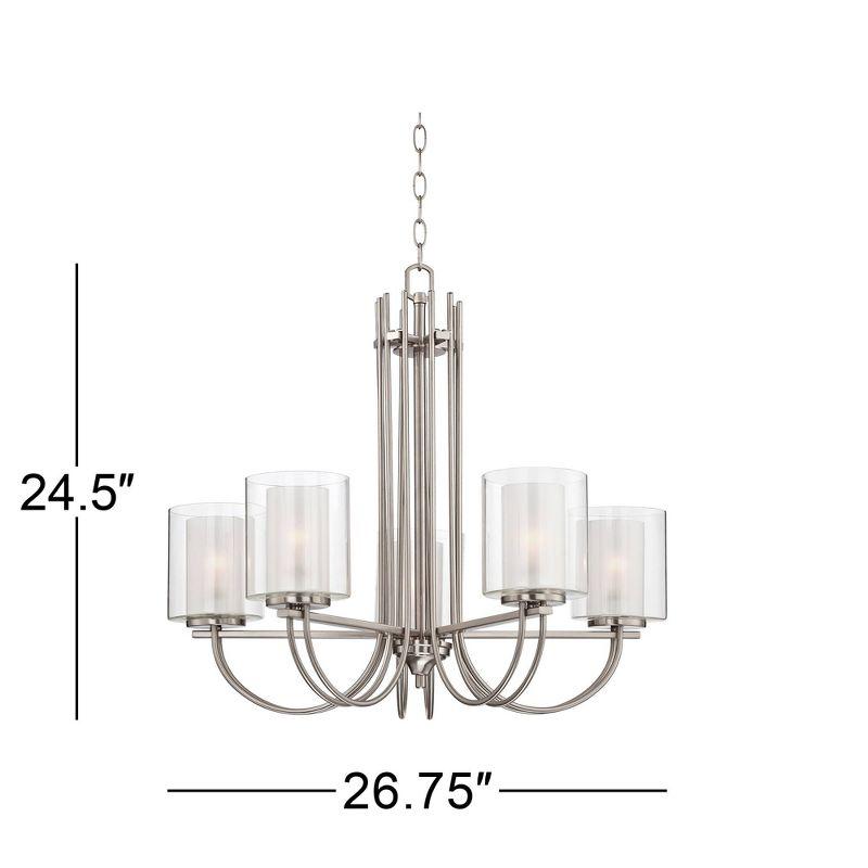 Melody Brushed Nickel 27" Wide Modern Pendant Chandelier with Frosted Glass