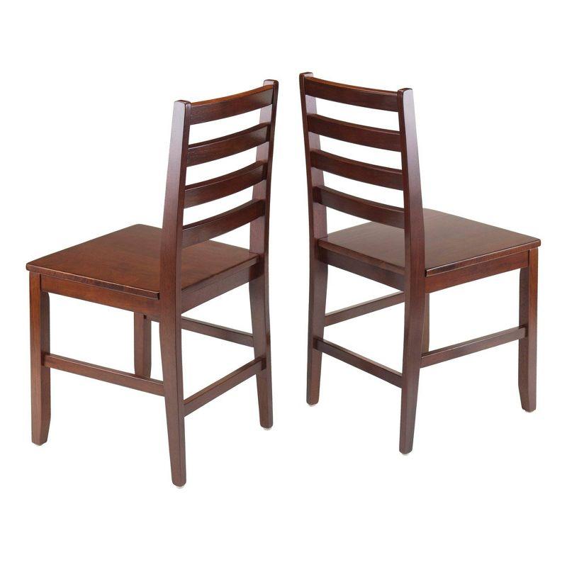 3pc Kingsgate Dining Table with 2 Hamilton Ladder Back Chairs Wood/Brown - Winsome: Mid-Century Modern, Square, Non-Extension