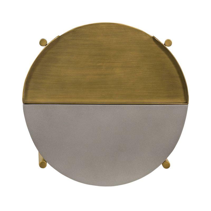 Dua End Table Gray Concrete/Antiqued Brass - Armen Living