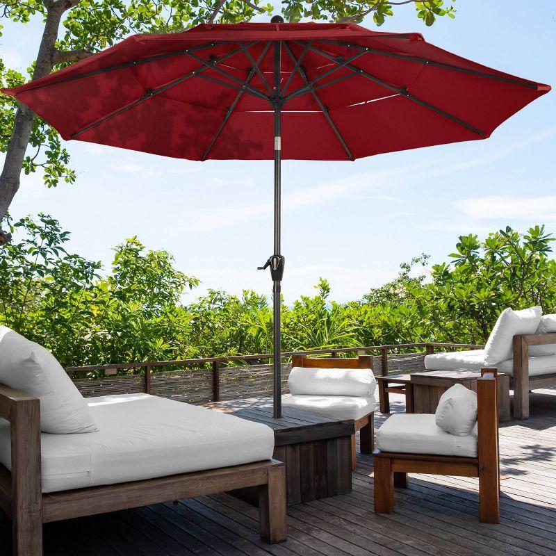 10-Foot Red Polyester Outdoor Patio Market Umbrella with Tilt