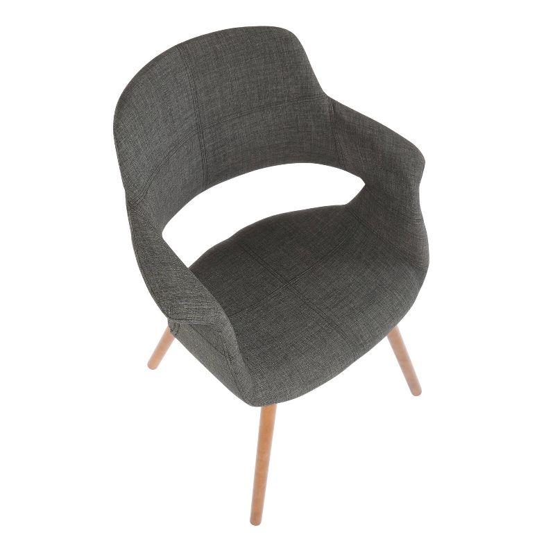 LumiSource Vintage Flair Mid-Century Modern Chair Walnut/Charcoal Gray: Polyester Upholstery, Wood Legs, Spot Clean