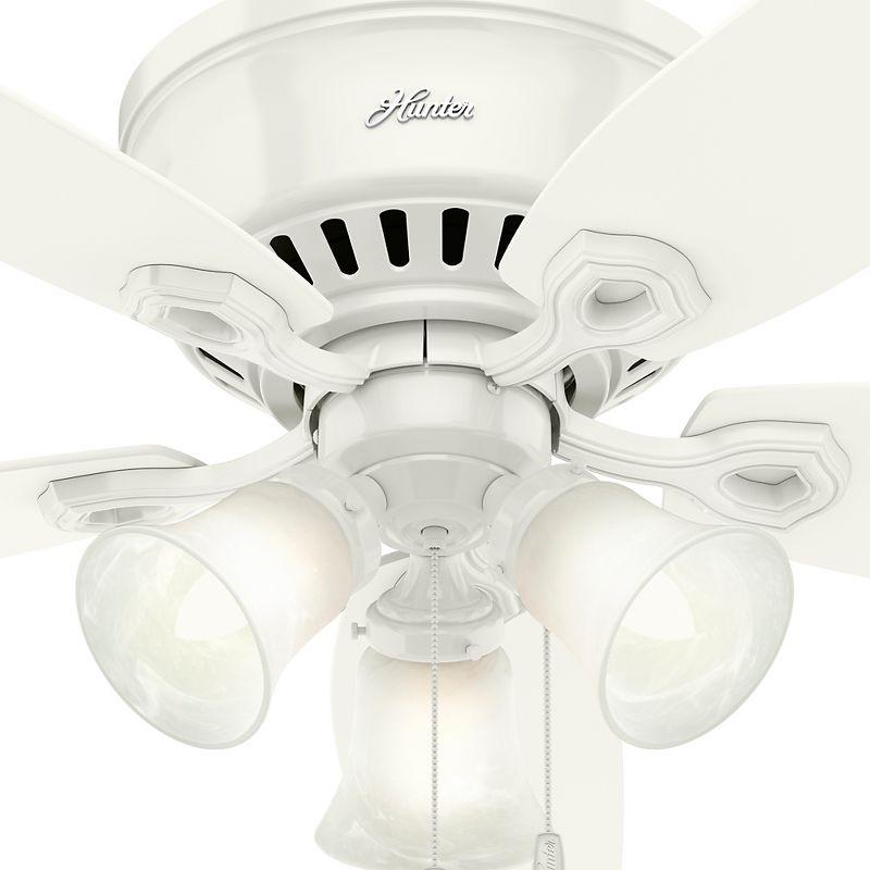 52" Builder Low Profile 5 - Blade Flush Mount Ceiling Fan with Pull Chain and Light Kit Included