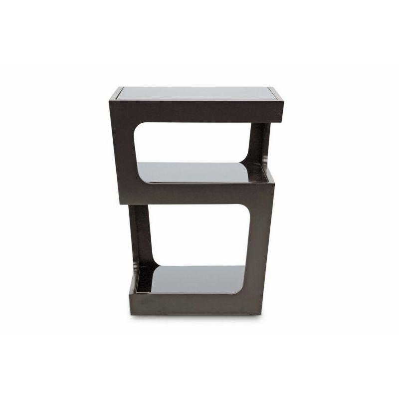 Clara Modern End Table with 3 Tieglass Shelves Black - Baxton Studio