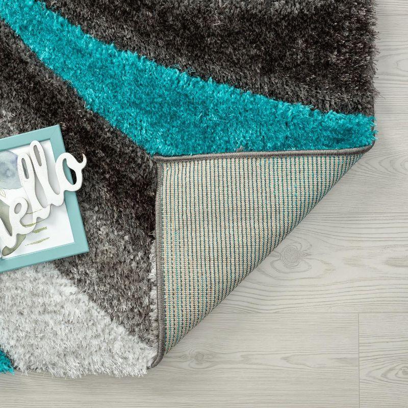 Luxe Weavers Modern Shag Geometric Area Rug, Turquoise 5x7