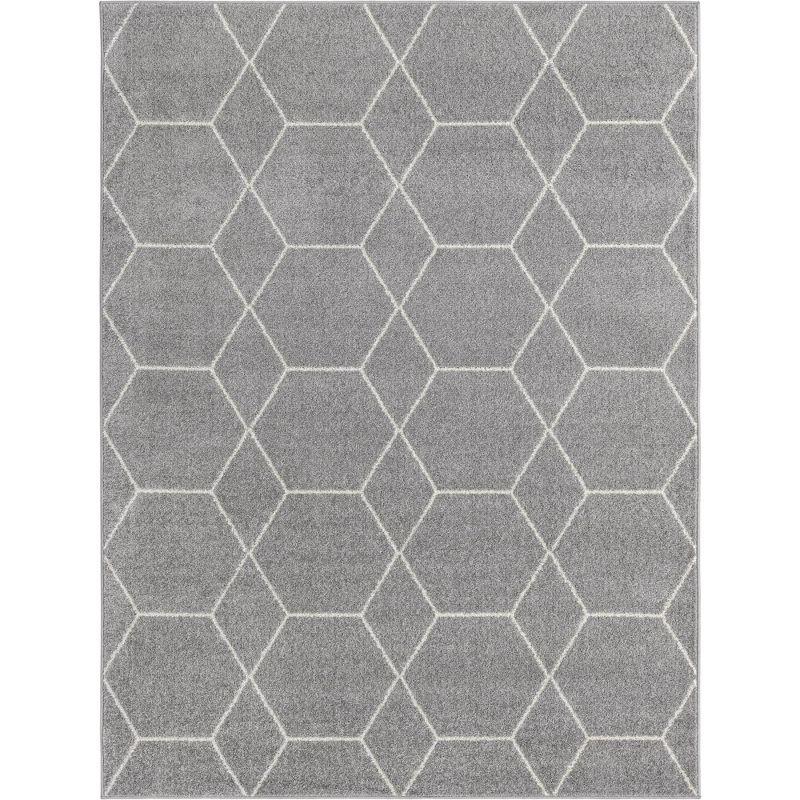 Light Gray 9' x 12' Synthetic Trellis Area Rug