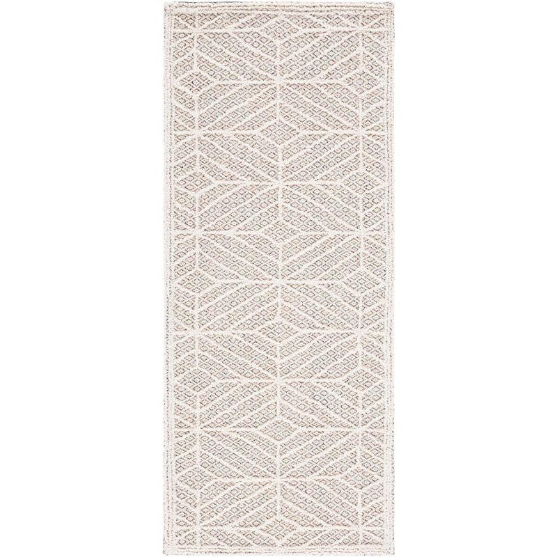 Ivory and Black Geometric Hand-Tufted Wool Area Rug