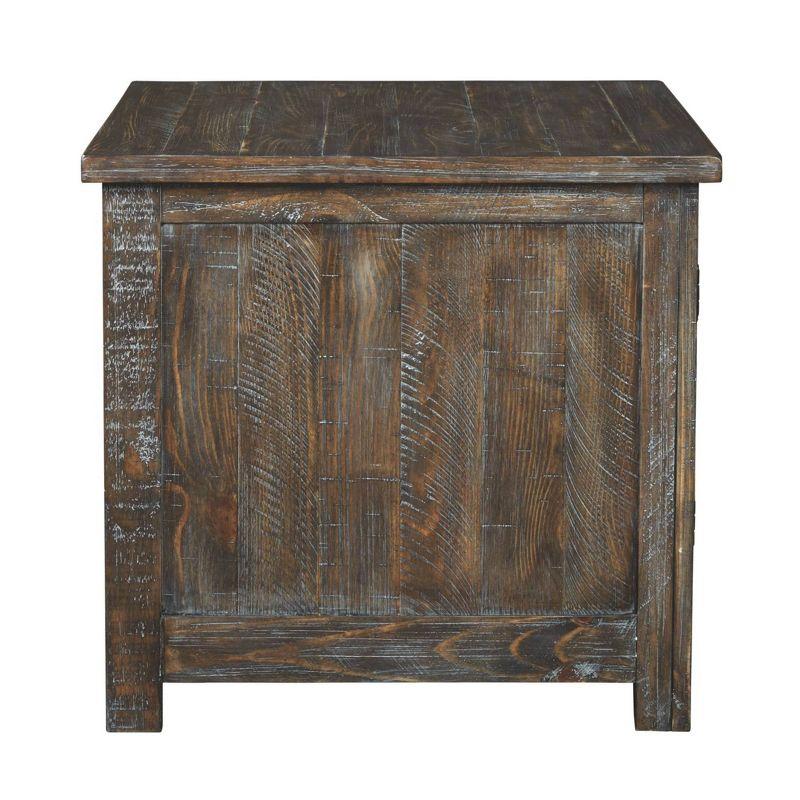 Danell Ridge Rectangular End Table Brown - Signature Design by Ashley: Farmhouse Mesh Cabinet Storage