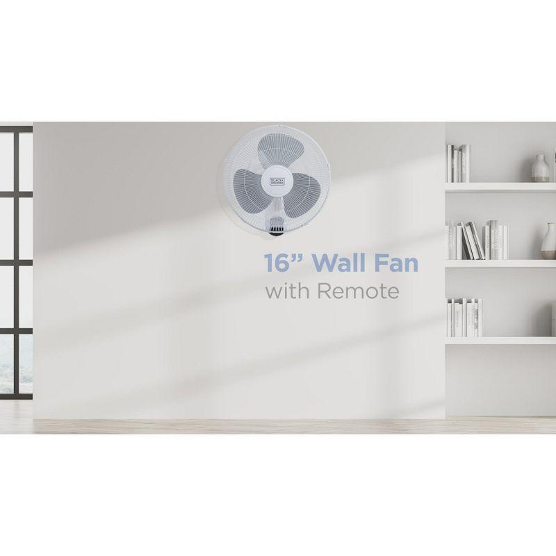 BLACK+DECKER BFP Series BLACK+DECKER 16" Wall Fan with Remote Control, Oscillating Fan with 3 Speed Settings