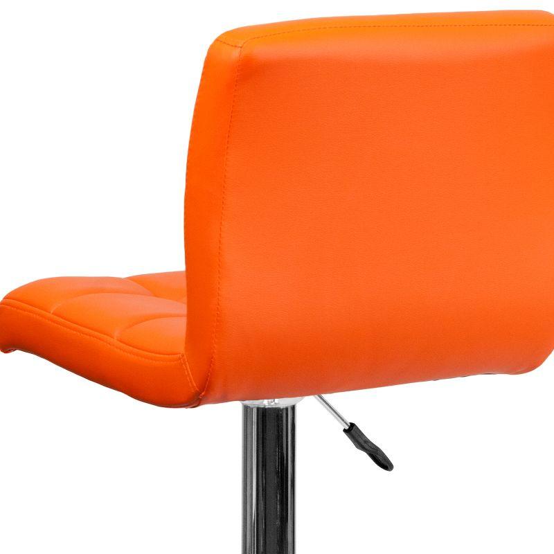 Flash Furniture Contemporary Orange Quilted Vinyl Adjustable Height Barstool with Chrome Base