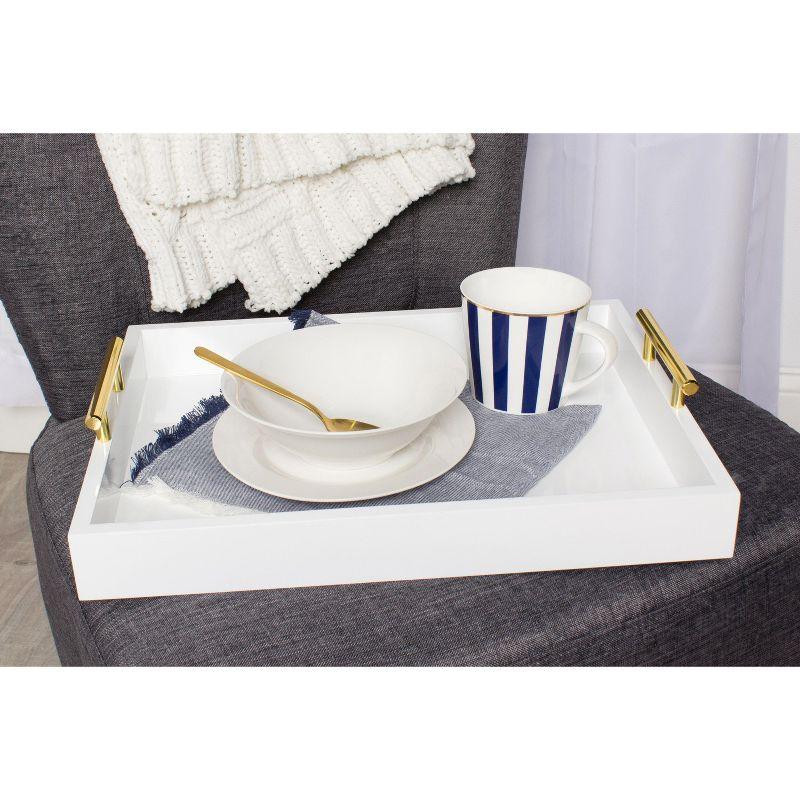 Kate and Laurel Lipton Tray, 16.5x12.25, White and Gold