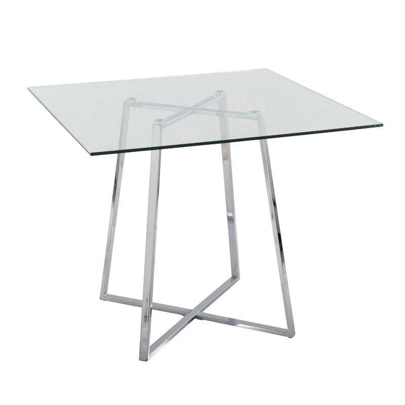 36" Cosmo Square Dining Table Chrome/Clear Glass - LumiSource: Modern Pedestal, Seats 4