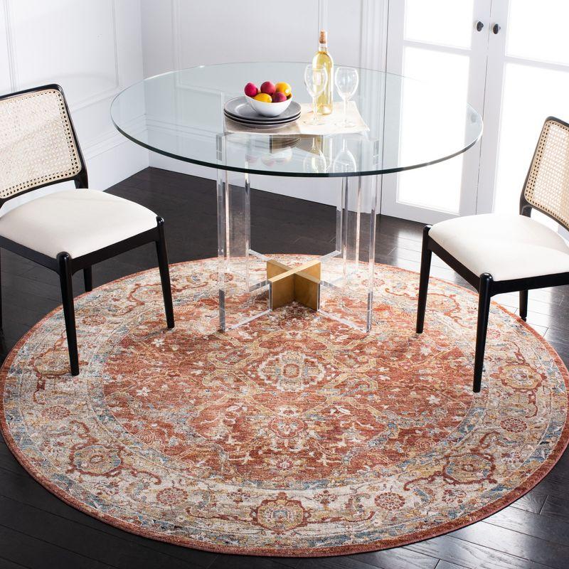 Valencia VAL566 Power Loomed Area Rug - Rust/Teal - 6'4" Round - Safavieh.