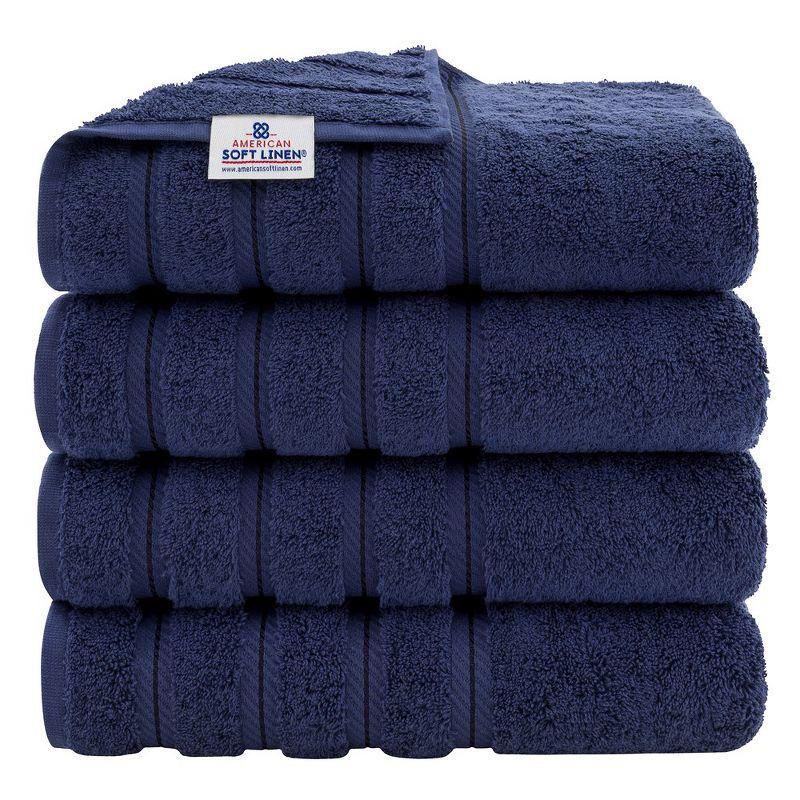 American Soft Linen 100% Cotton Luxury Turkish 4 Piece Bath Towel Set, 27x54 inches Soft Quick Dry Bath Towels for Bathroom