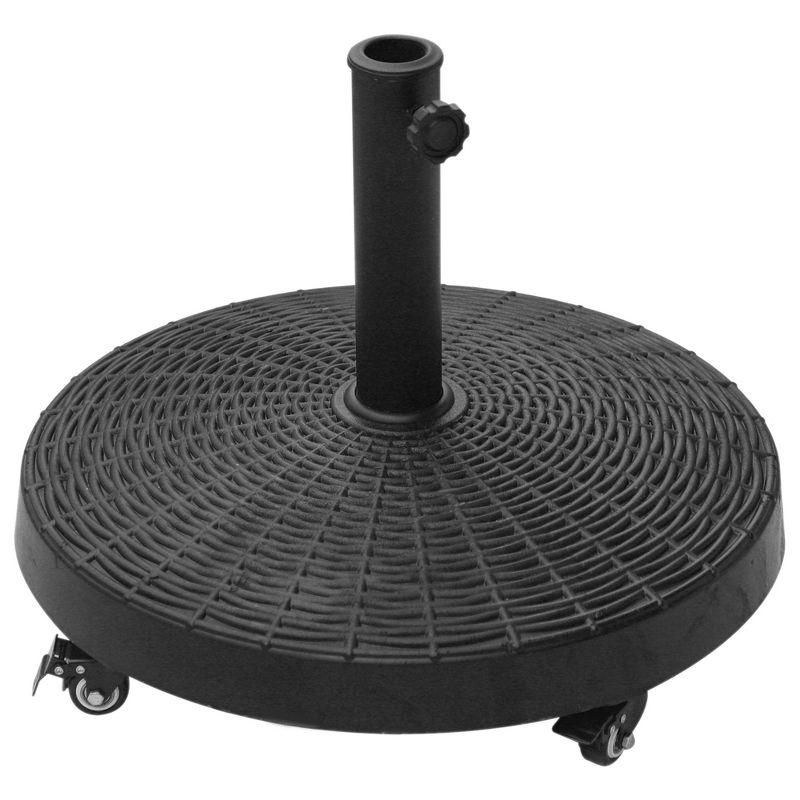 Outsunny 50 lbs. Umbrella Base, 20.5" Round Heavy Duty Umbrella Stand for 1.5" or 2" Umbrella Poles, Patio Market Stand, Black