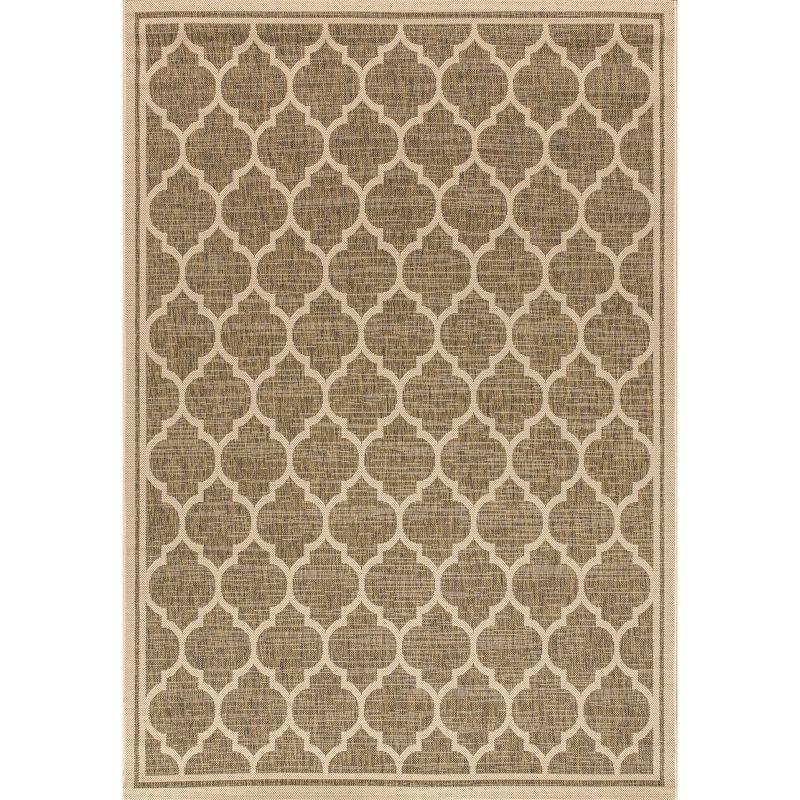8'x10' Trebol Moroccan Trellis Textured Weave Indoor/Outdoor Area Rug, Brown/Beige - JONATHAN Y