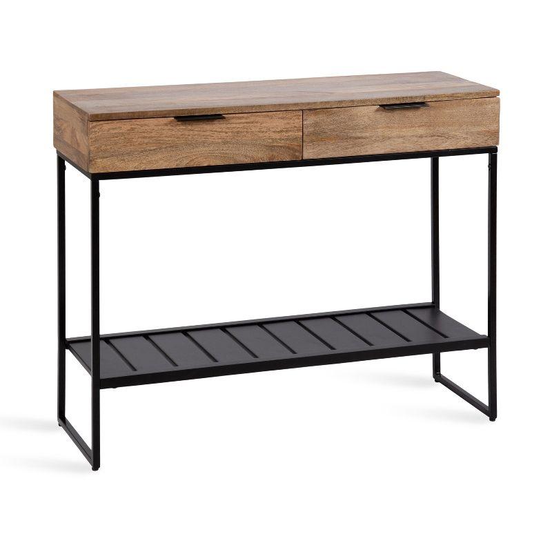 Kate and Laurel Malone Rectangle Wood Console Table, 36x13x31, Natural and Black