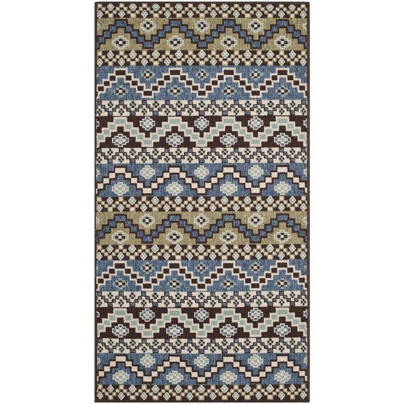 Veranda VER095 Power Loomed Indoor/Outdoor Accent Rug - Blue/Creme - 2'7"x5' - Safavieh