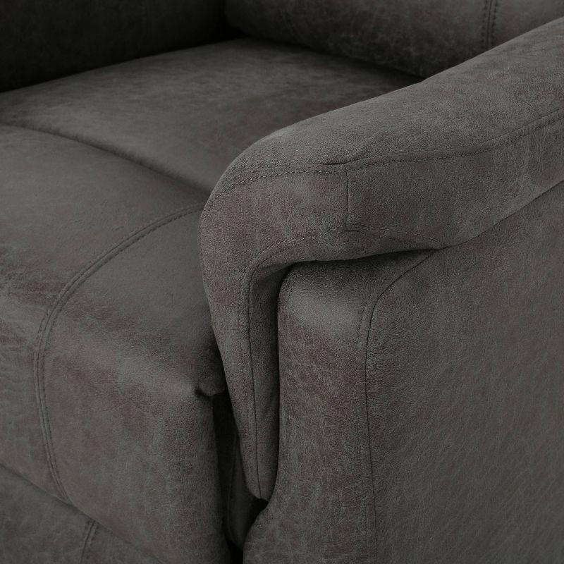 Slate Microfiber Swivel Recliner with Tufted Back