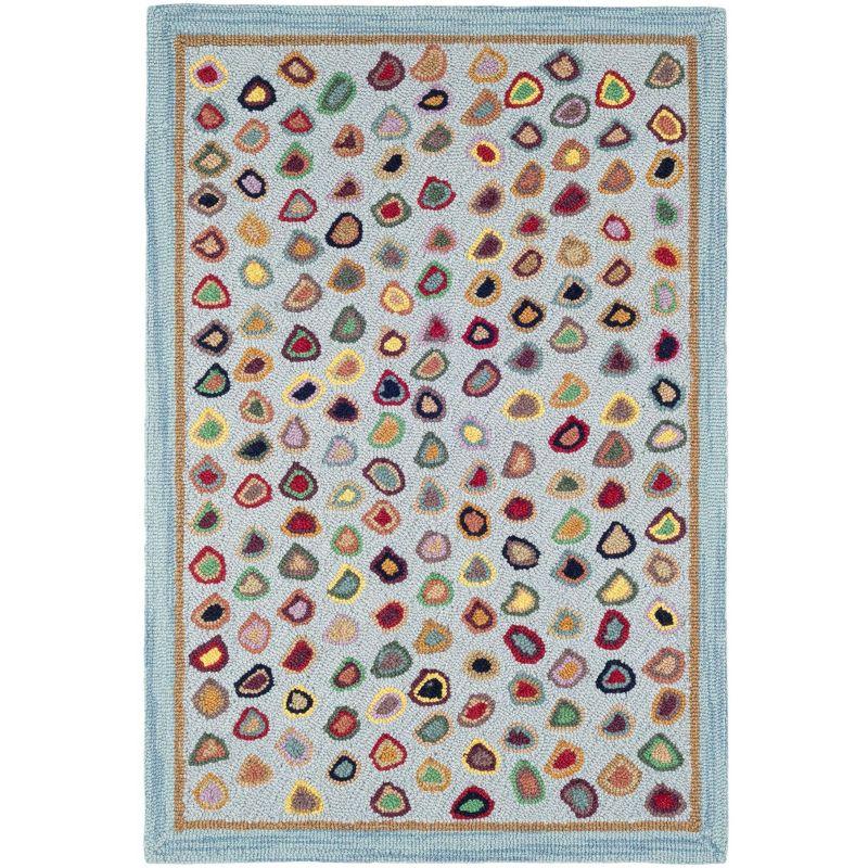 Cat'S Paw Blue Hand Micro Hooked Wool Rug