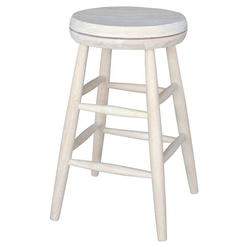 24-Inch Unfinished Swivel Solid Wood Counter Stool