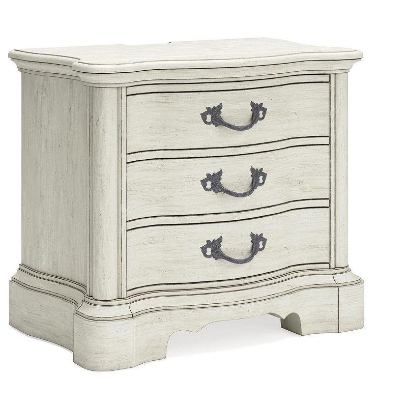 Antique White Traditional 3-Drawer Nightstand with Power Outlet