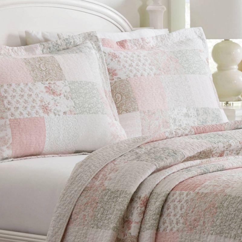 Celina Patchwork Pink King Cotton Reversible Quilt Set