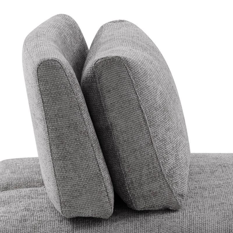 HOMES: Inside + Out Povoa Modern Modular Trapezoidal Armless Chair Chenille with Extendable Backrest Gray