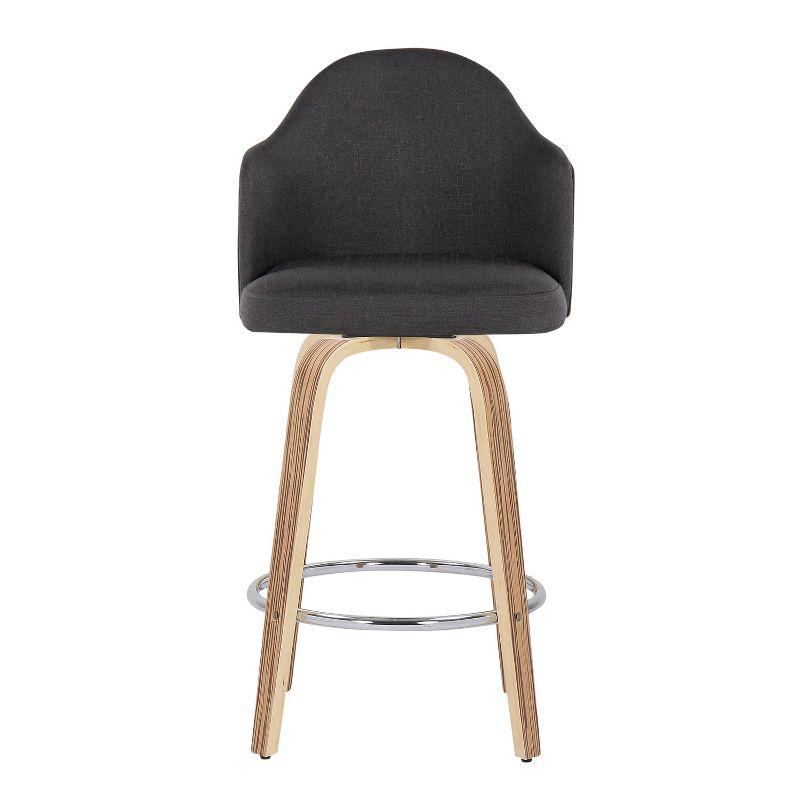Set of 2 Ahoy Polyester/Metal/Wood Counter Height Barstools Zebra/Chrome/Charcoal - LumiSource