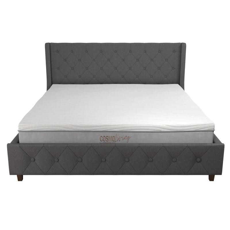 King Gray Linen Tufted Upholstered Bed with Metal Frame