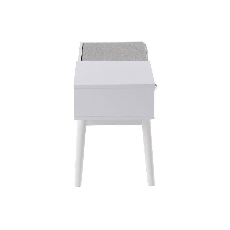 40" Telephone Polyester Wood Contemporary Bench White/Gray - LumiSource