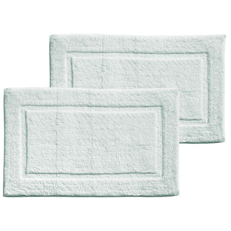 mDesign 100% Cotton Bath Mat, Hotel-Style Bathroom Floor Rug, 2 Pack