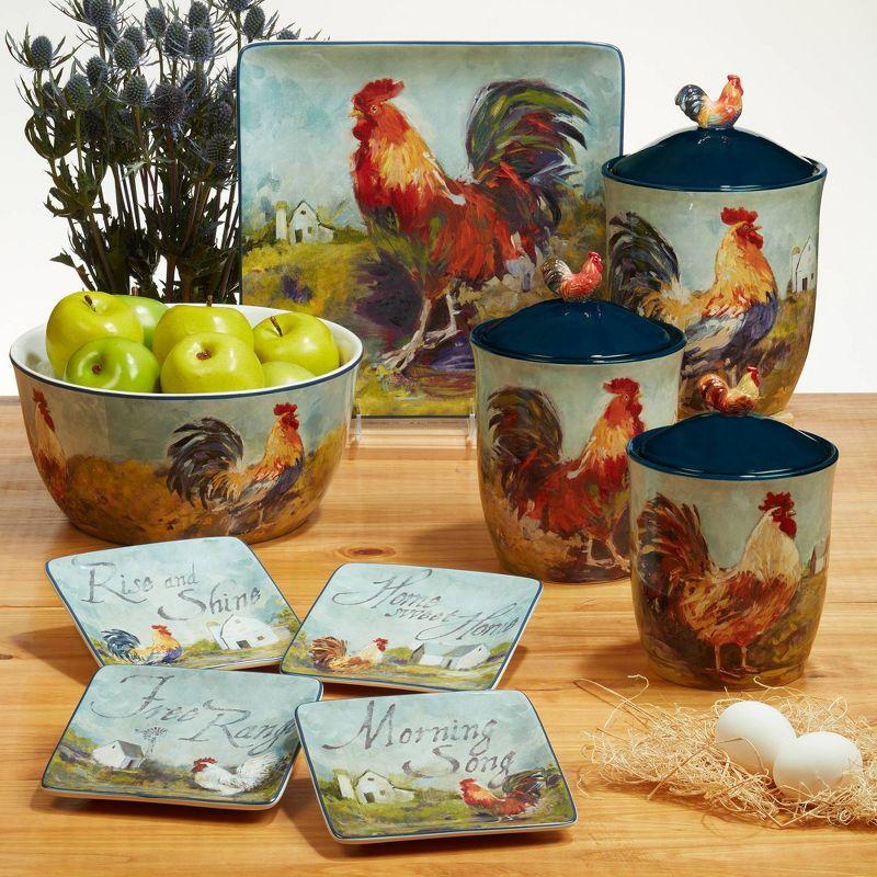 Set of 4 Rooster Meadow Canape Plates - Certified International