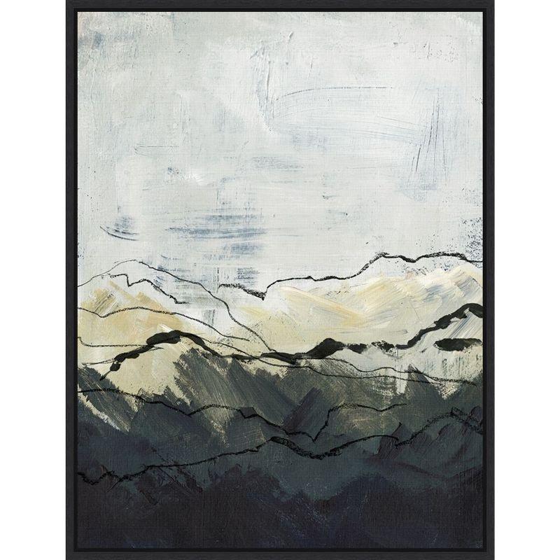 Winter Mountains Abstract Landscape Canvas Print with Black Frame 18 x 24 Inches