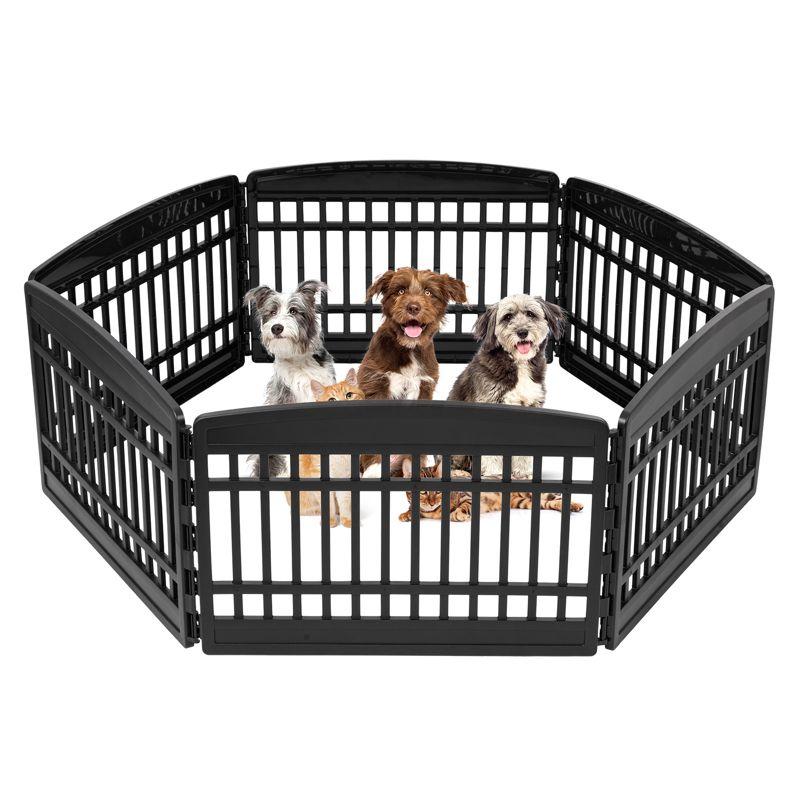 Black 6-Panel Plastic Pet Playpen for Indoor/Outdoor Use