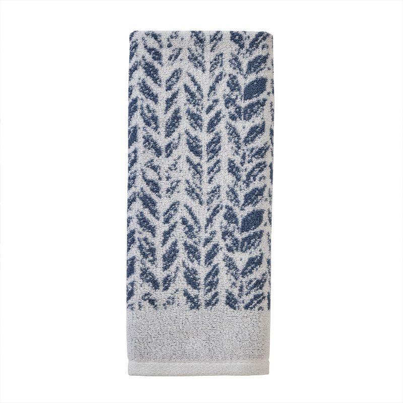 2pc Distressed Leaves Hand Towel Set Blue - SKL Home: Cotton Jacquard, Midweight, Machine Washable