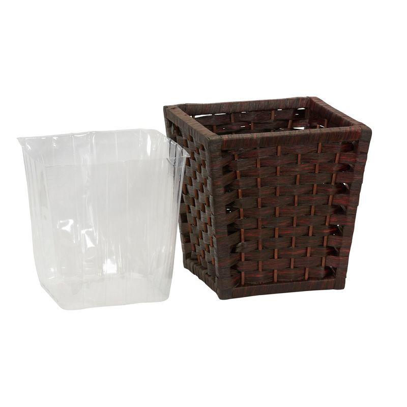 Woven Waste Basket, HandWoven Paper Rope with Removable Plastic Liner, Brown