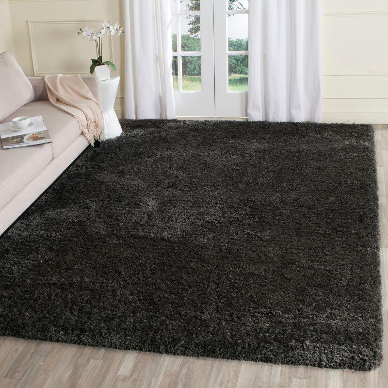 Handmade Supreme Dark Grey Synthetic Shag Rug 8' x 10'