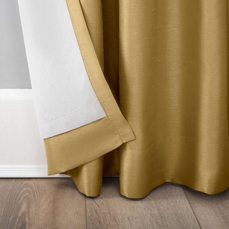 Gold Faux Silk Blackout Back Tab Curtain Panel 50" x 84"