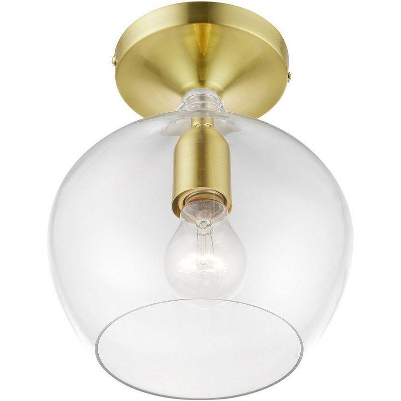 Aldrich Satin & Polished Brass 8" Clear Glass Semi-Flush Light