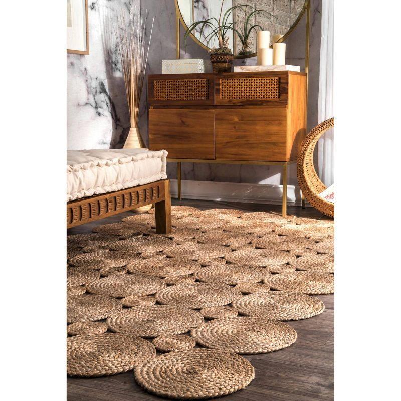 Maui Jute Circles Hand-Woven 3'x5' Black and Beige Area Rug