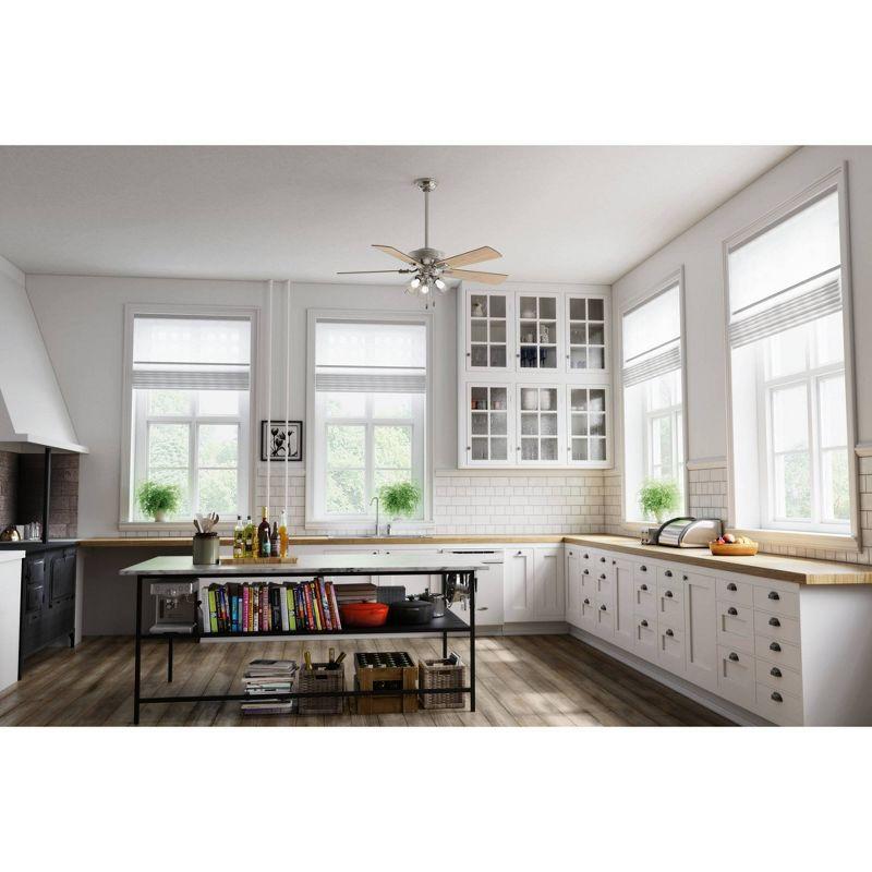 Hunter Fan 52" Crestfield Ceiling Fan (Includes LED Light Bulb) Nickel: 5-Blade, 3-Speed, Reversible Motor, Glass Shades
