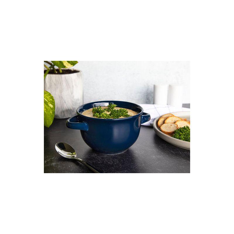 Kook Soup Bowls Crocks with Handles, 18 oz, Set of 4, Blue